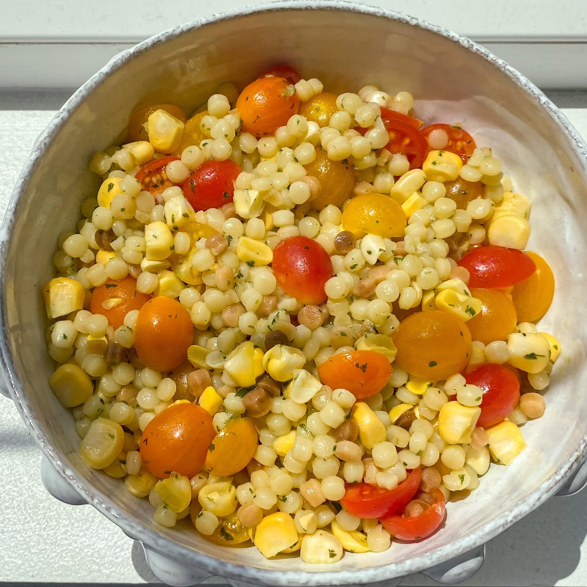 FREGOLA SUMMER SALAD WITH BASIL BUTTER
